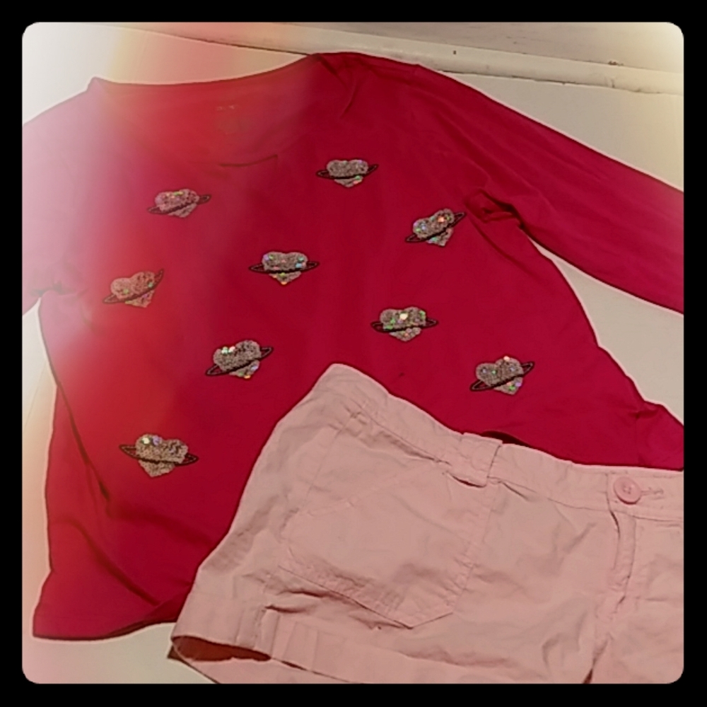💕 Arizona Jeans Pink Shirt + Shorts Combo